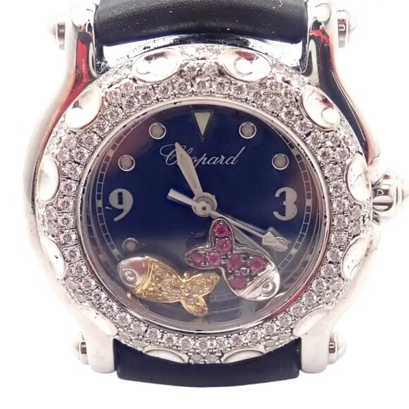 Authentic! Chopard Happy Sport Happy Beach Stainless Steel Diamond 26mm Watch - Picture 1 of 9